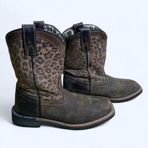 Dan Post Makucha Leopard Print Western Boots Kids Girl Size 3 D